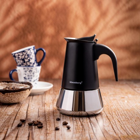 Zaparzacz do kawy espresso, stal nierdzewna, 6 filiżanek, czarny/srebrny, klausberg, kb-7845