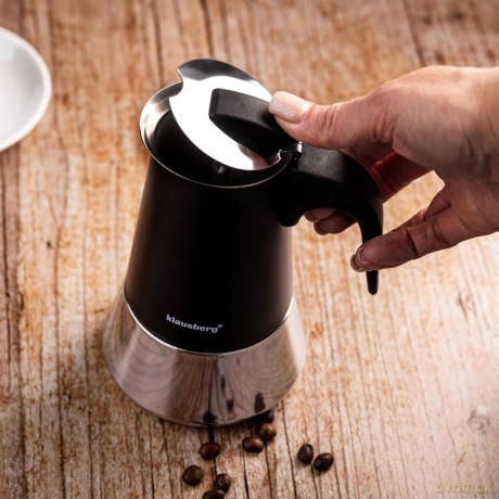 Zaparzacz do kawy espresso, stal nierdzewna, 6 filiżanek, czarny/srebrny, klausberg, kb-7845