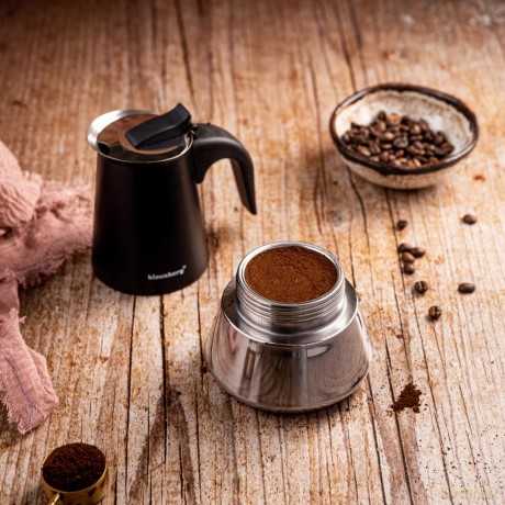Zaparzacz do kawy espresso, stal nierdzewna, 6 filiżanek, czarny/srebrny, klausberg, kb-7845