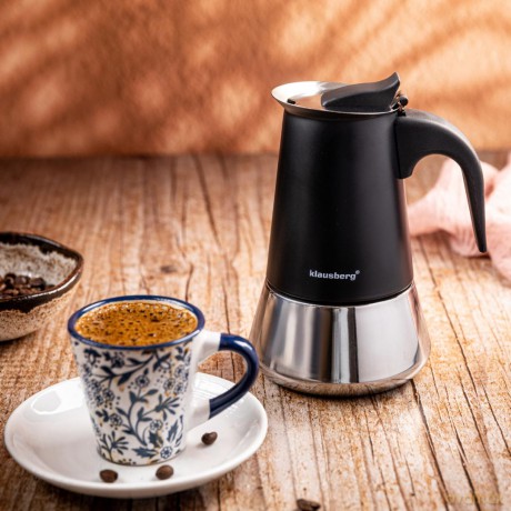 Zaparzacz do kawy espresso, stal nierdzewna, 6 filiżanek, czarny/srebrny, klausberg, kb-7845
