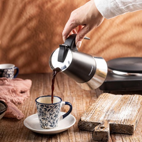 Zaparzacz do kawy espresso, stal nierdzewna, 6 filiżanek, czarny/srebrny, klausberg, kb-7845