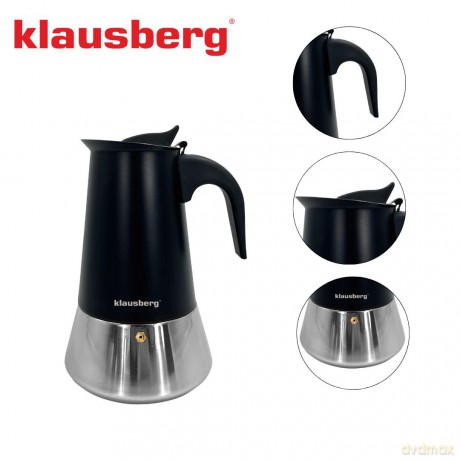 Zaparzacz do kawy espresso, stal nierdzewna, 6 filiżanek, czarny/srebrny, klausberg, kb-7845