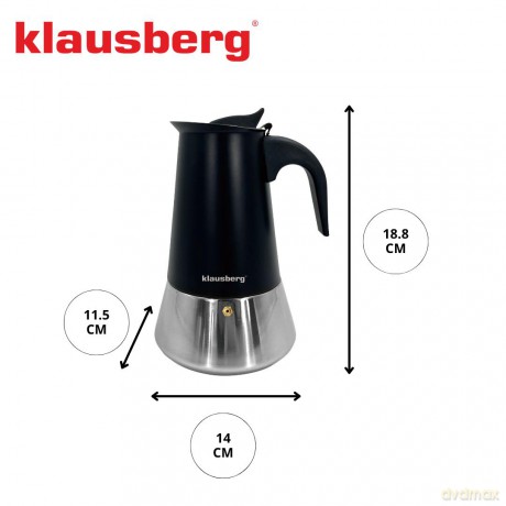 Zaparzacz do kawy espresso, stal nierdzewna, 6 filiżanek, czarny/srebrny, klausberg, kb-7845