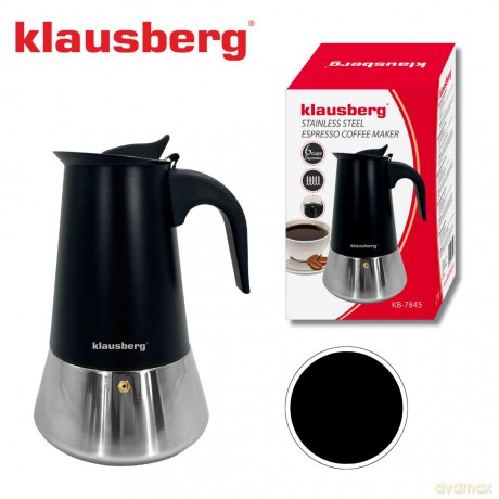Zaparzacz do kawy espresso, stal nierdzewna, 6 filiżanek, czarny/srebrny, klausberg, kb-7845