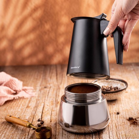 Zaparzacz do kawy espresso, stal nierdzewna, 9 filiżanek, czarna/srebrna, klausberg, kb-7846
