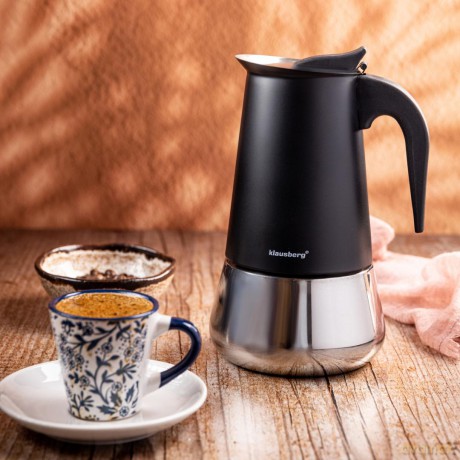 Zaparzacz do kawy espresso, stal nierdzewna, 9 filiżanek, czarna/srebrna, klausberg, kb-7846