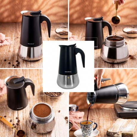 Zaparzacz do kawy espresso, stal nierdzewna, 9 filiżanek, czarna/srebrna, klausberg, kb-7846