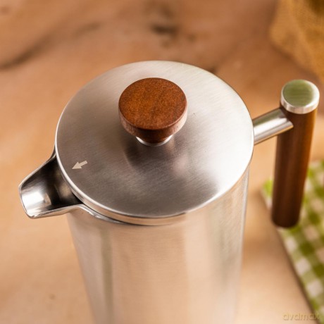 Zaparzacz, french press, 1l, podwójne ścianki, drewniany uchwyt
