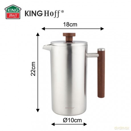 Zaparzacz, french press, 1l, podwójne ścianki, drewniany uchwyt
