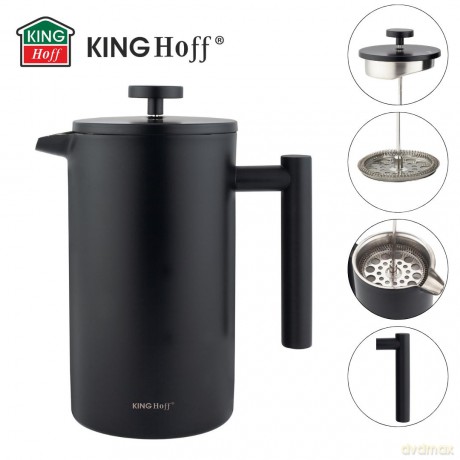 Zaparzacz, french press, 1l, podwójne ścianki, drewniany uchwyt
