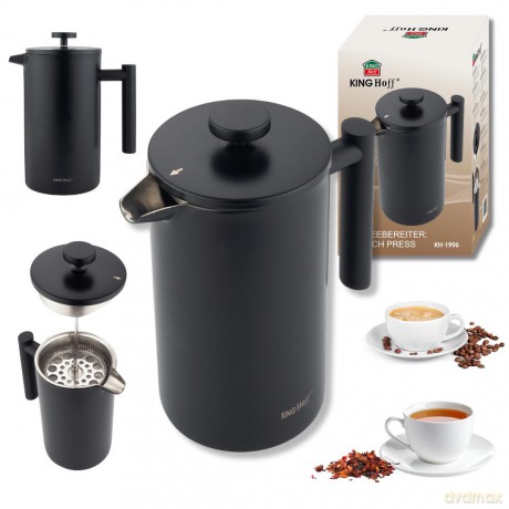 Zaparzacz, french press, 1l, podwójne ścianki, drewniany uchwyt