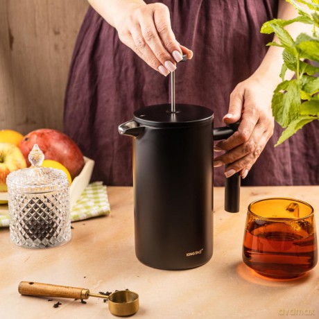 Zaparzacz, french press, 1l, podwójne ścianki, drewniany uchwyt