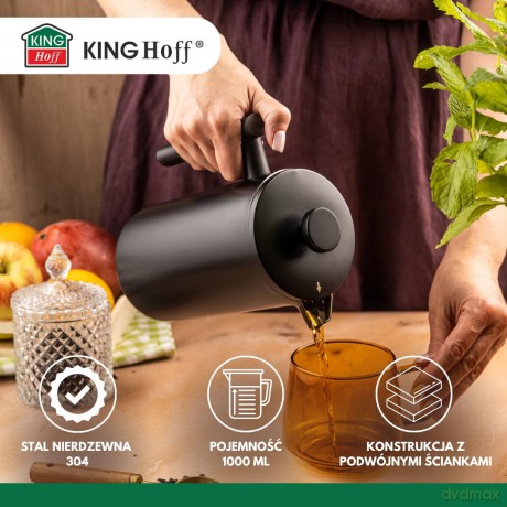Zaparzacz, french press, 1l, podwójne ścianki, drewniany uchwyt