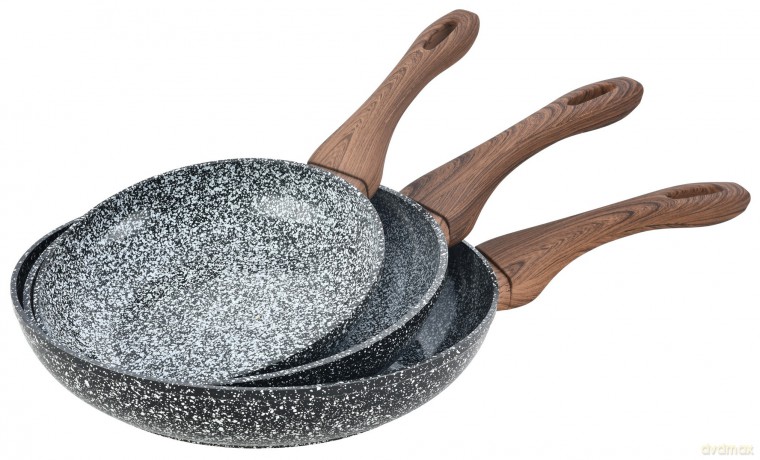 Zestaw 3 patelni, aluminium szary marmurek śr.20/24/28cm, kinghoff z
