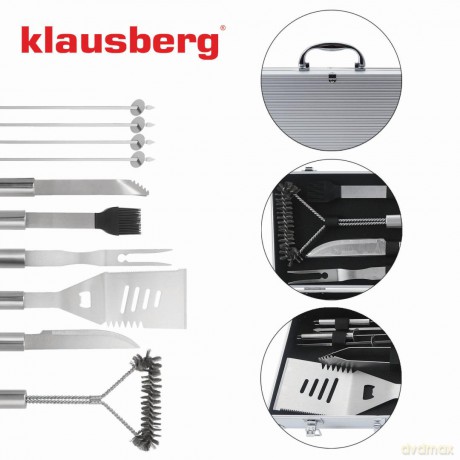 Zestaw do grillowania, 10 elementów w walizce, stal nierdzewna, klausberg, kb-7901