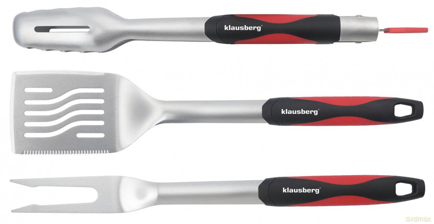 Zestaw do grillowania, 3 elementy, stal nierdzewna, uchwyt z tworzywa, klausberg, kb-7899
