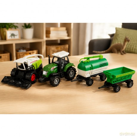 Zestaw Pojazdy Rolnicze Traktor Sieczkarnia Cysterna Rozrzutnik 1:68 4 szt.