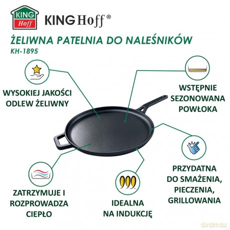 Żeliwna patelnia do naleśników, śr.29cm, kinghoff, kh-1895