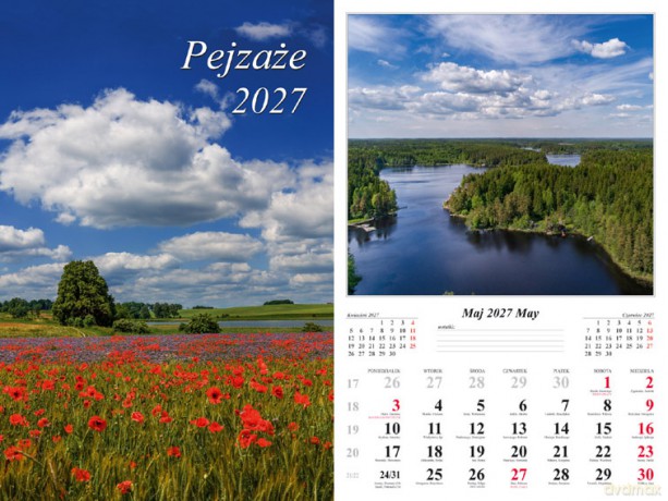 Kalendarz 2027 ścienny 7-k Pejzaże [KALENDARZ]