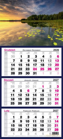Kalendarz 2027 trójdzielny ścienny Mazury [KALENDARZ]
