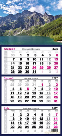 Kalendarz 2027 trójdzielny ścienny Morskie Oko [KALENDARZ]