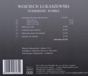 Symphony Orchestra Jeunesses Musicales: Łukaszewski: Symphonic Works [CD]