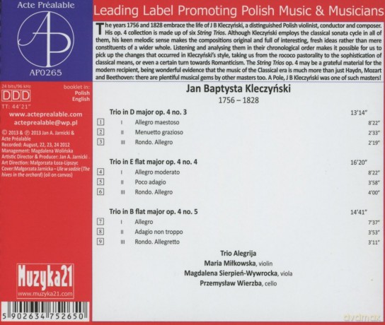 Trio Alegrija: Kleczyński: 6 String Trios Op. 4 Vol. 2 [CD]