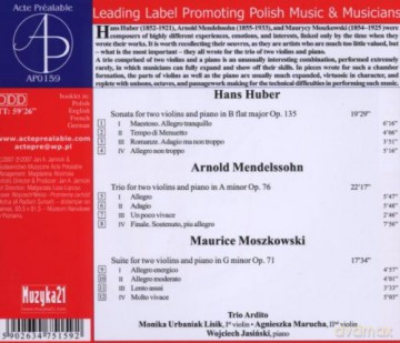 Trio Ardito: Hans Huber - Arnold Mendelssohn - Maurice Moszkowski Trios For Two Violins And Piano [CD]