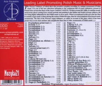 Wygranienko Rostislaw: The Complete Warsaw Tablature (17TH C.) [CD]