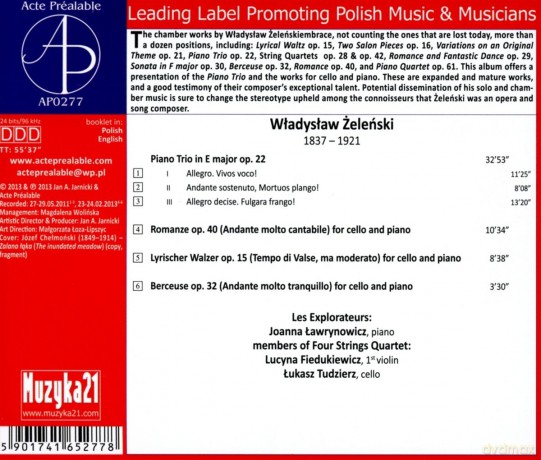 Zelenski: Chamber Music With Piano [CD]