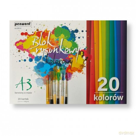 Blok rysunkowy A3 kolor 80g 20 kartek