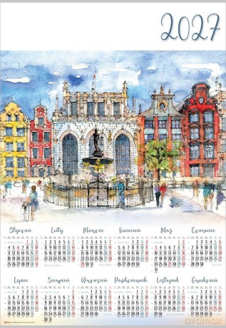 Kalendarz 2027 jednoplanszowy Gdańsk (10szt) [KALENDARZ]