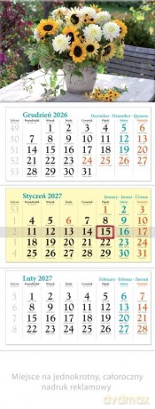 Kalendarz 2027 trójdzielny Bukiet [KALENDARZ]