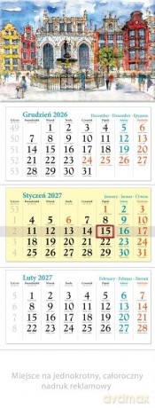 Kalendarz 2027 trójdzielny Gdańsk [KALENDARZ]