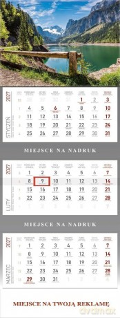 Kalendarz 2027 trójdzielny Górskie jezioro [KALENDARZ]