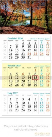 Kalendarz 2027 trójdzielny Jesień [KALENDARZ]