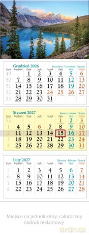 Kalendarz 2027 trójdzielny Jezioro [KALENDARZ]
