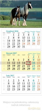 Kalendarz 2027 trójdzielny Koniki [KALENDARZ]