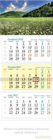 Kalendarz 2027 trójdzielny Łąka [KALENDARZ]