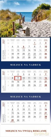 Kalendarz 2027 trójdzielny Morze [KALENDARZ]