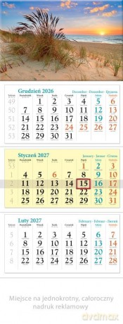 Kalendarz 2027 trójdzielny Plaża [KALENDARZ]