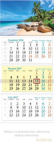 Kalendarz 2027 trójdzielny Wakacje [KALENDARZ]