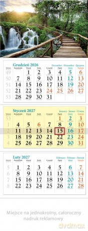 Kalendarz 2027 trójdzielny Wodospad [KALENDARZ]
