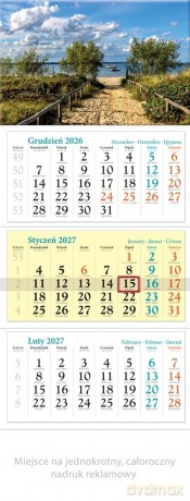 Kalendarz 2027 trójdzielny Zatoka [KALENDARZ]