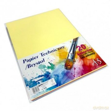 Papier techniczny brystol A3 kolorowy 100 arkuszy