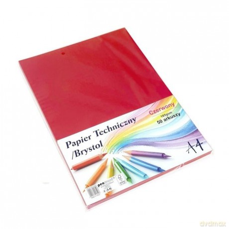 Papier techniczny brystol A4 czerwony 50ark