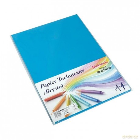 Papier techniczny brystol A4 niebieski 50 arkuszy