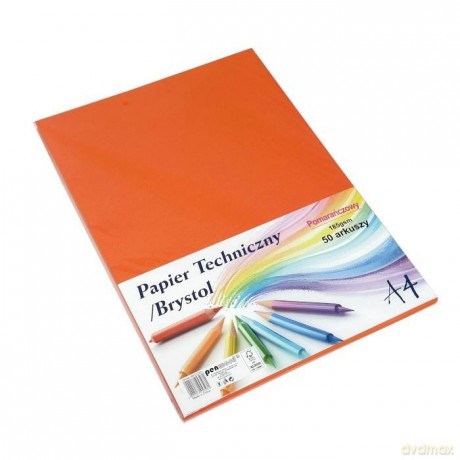 Papier techniczny brystol A4 pomarańczowy 50ark