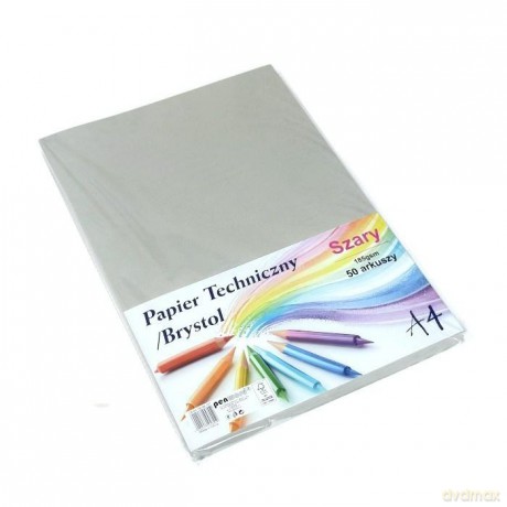 Papier techniczny brystol A4 szary 50 arkuszy