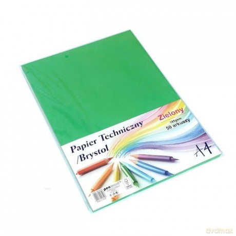 Papier techniczny brystol A4 zielony 50 arkuszy